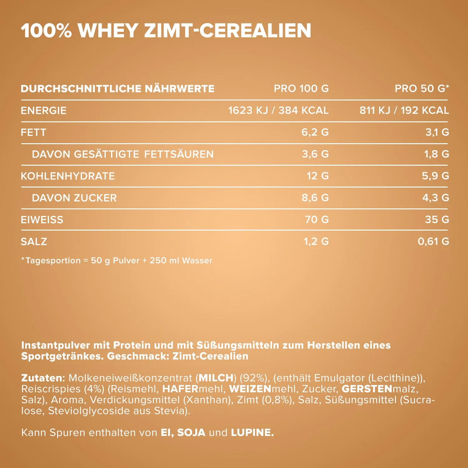 IronMaxx 100% Whey Protein Cinnamon Cereal 500g zuckerfrei