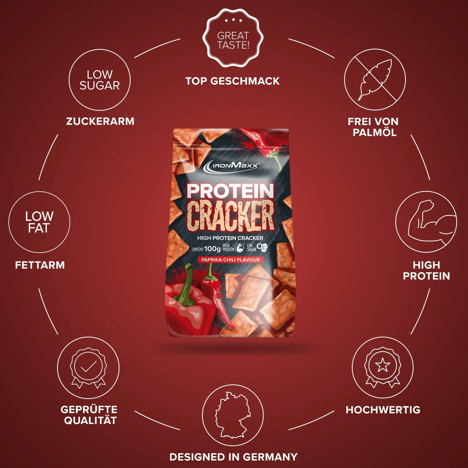 IronMaxx Protein Cracker 100g Paprika Chili