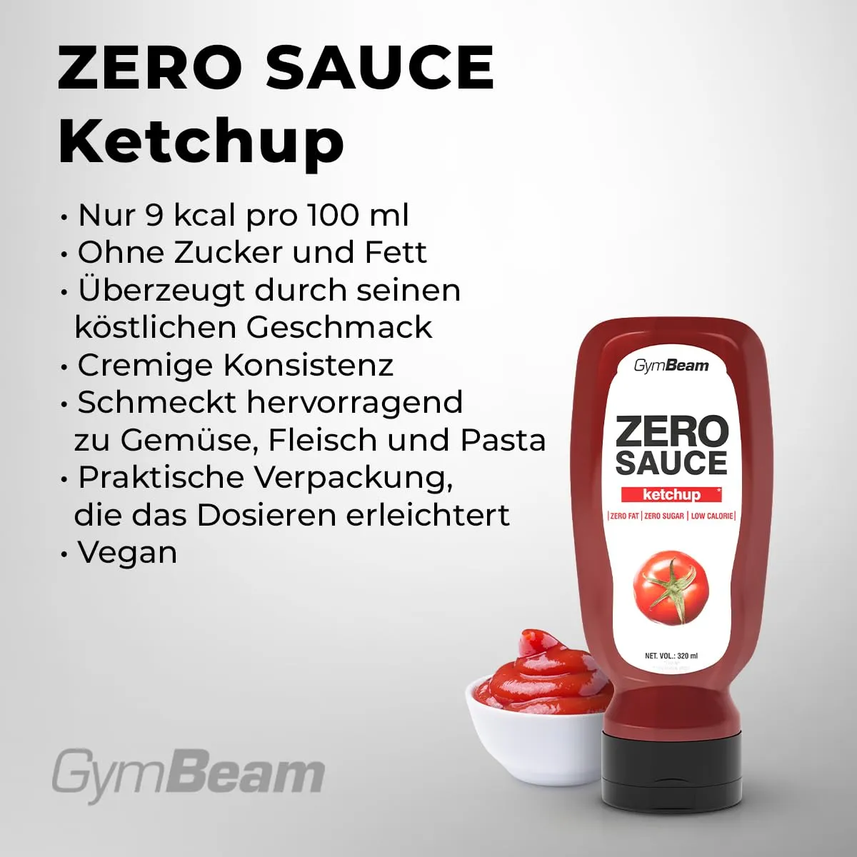 GymBeam ZERO Sauce Ketchup 320 ml vegan kalorienarm
