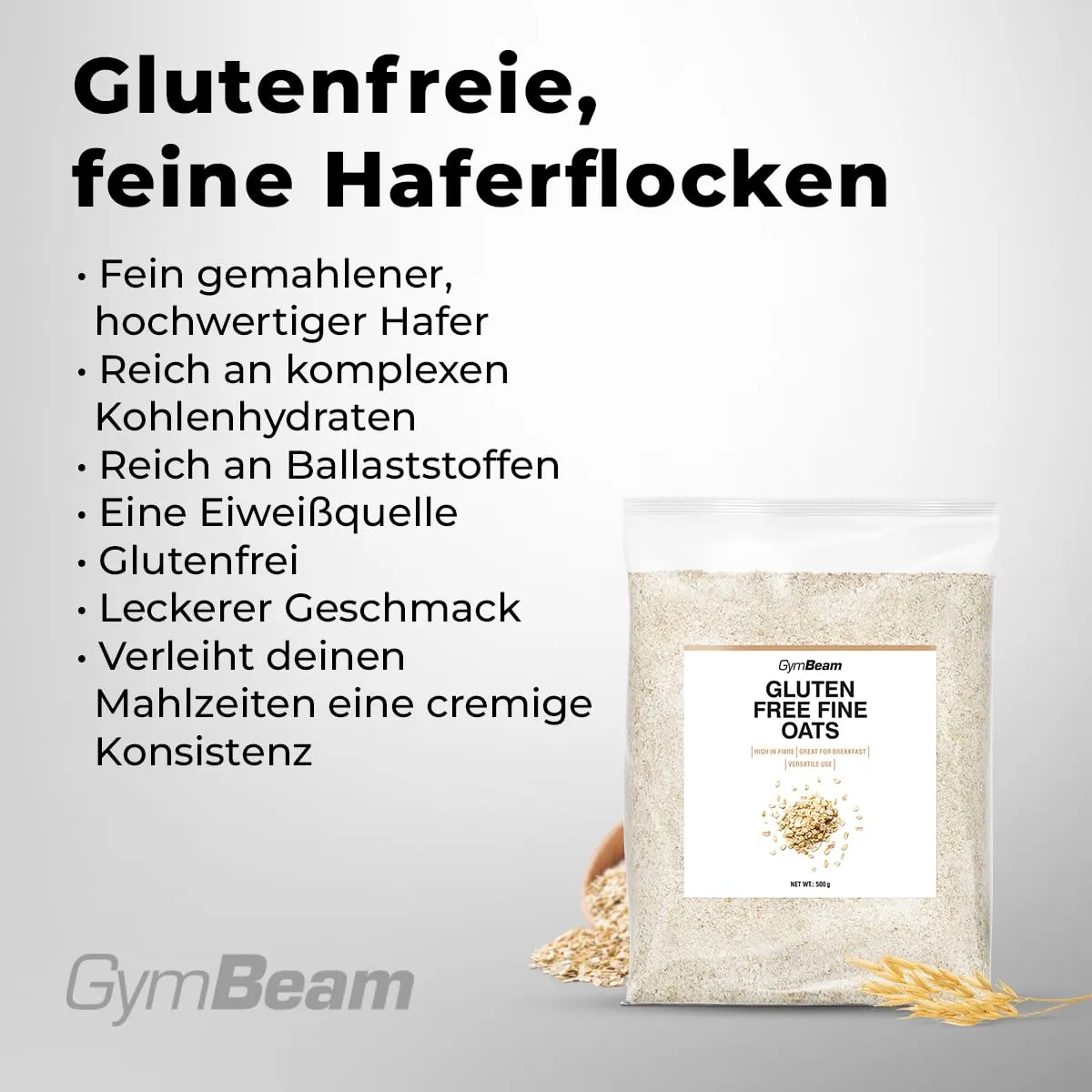 GymBeam Haferflocken glutenfrei fein gemahlen 500g Porridge
