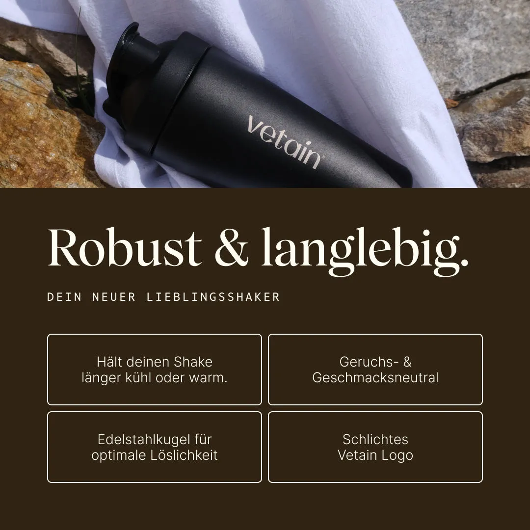 Vetain Edelstahl-Shaker 750ml Proteinshaker rostfrei