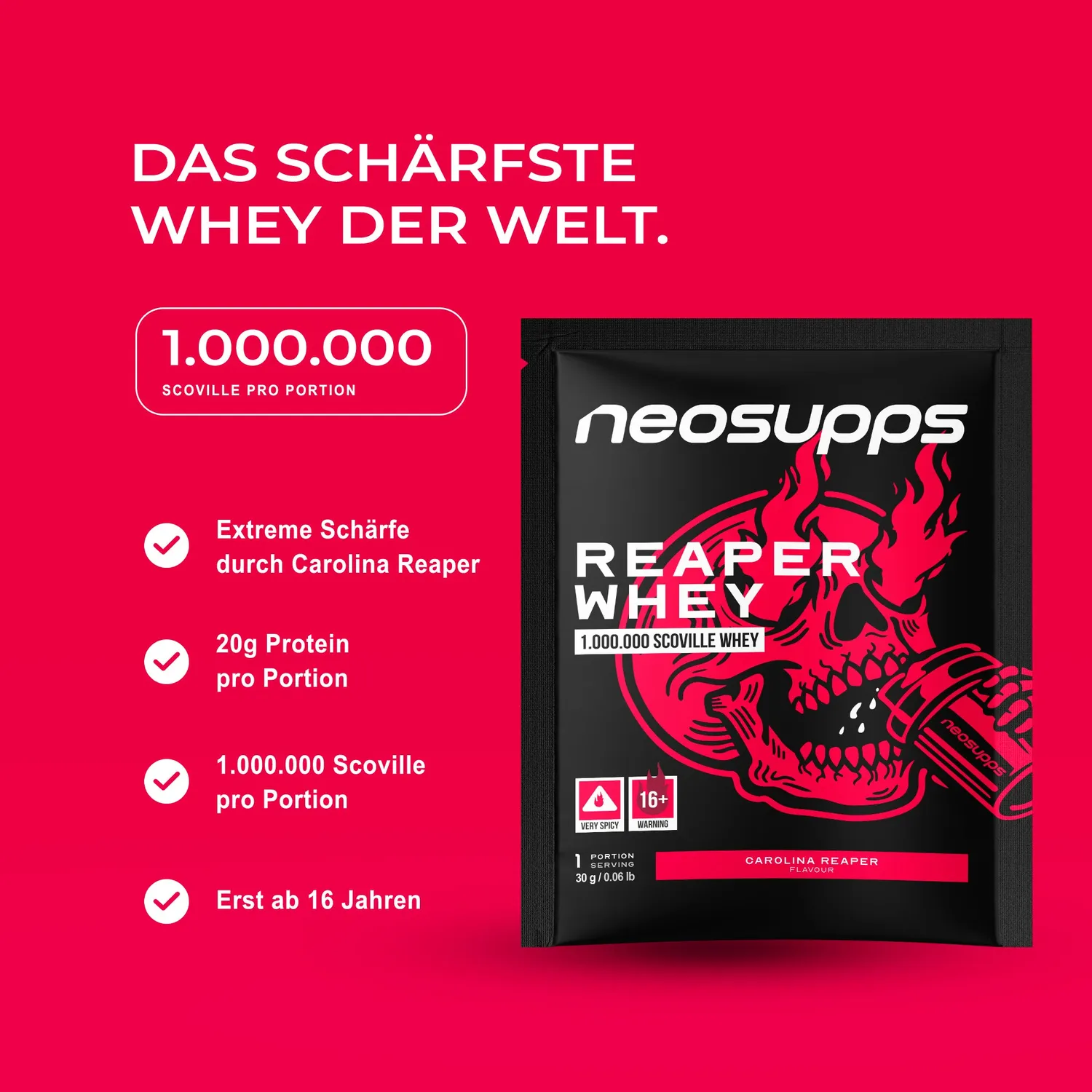Neosupps Reaper Whey Protein Carolina Reaper Box scharf