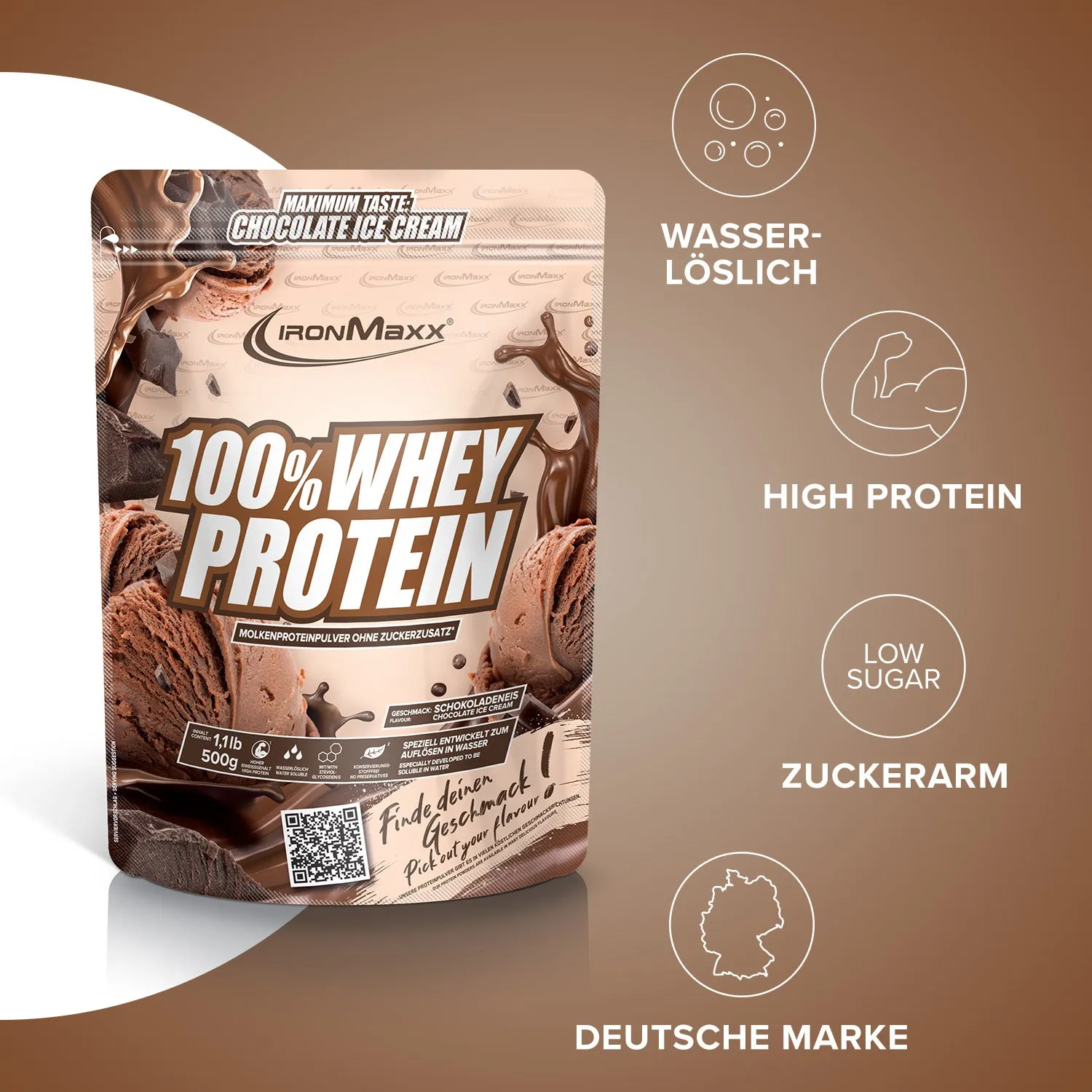 IronMaxx 100% Whey Protein Chocolate 500g zuckerfrei