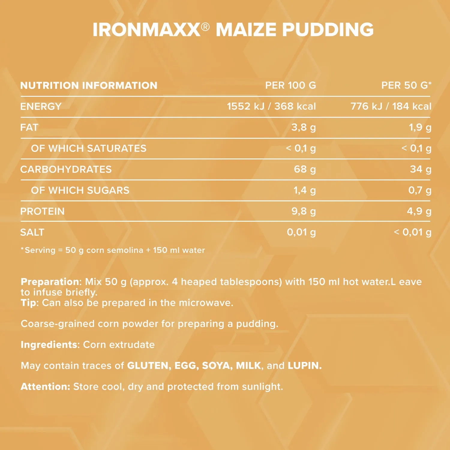 IronMaxx Maize Pudding Puddingpulver 750g vegan