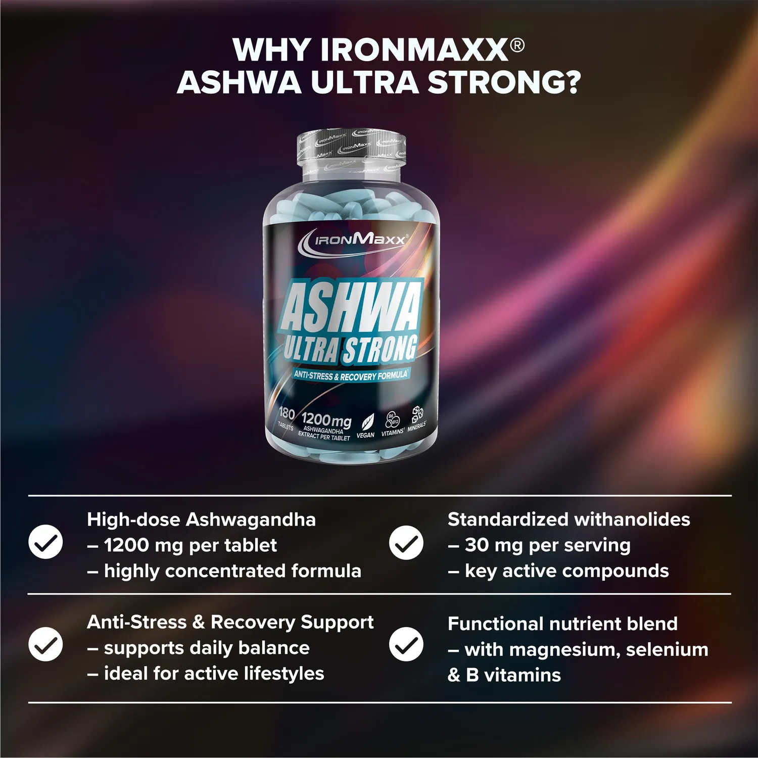 IronMaxx Ashwagandha Ultra Strong Tabletten 180 hochdosiert