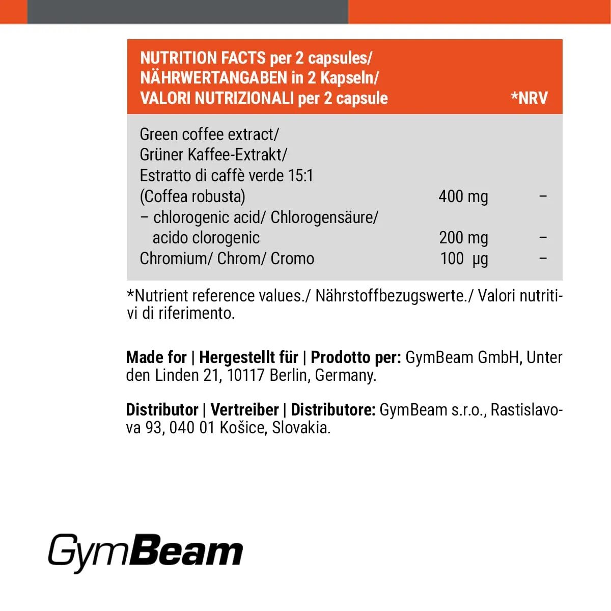 GymBeam Grüner Kaffee-Extrakt Kapseln 120 Stk