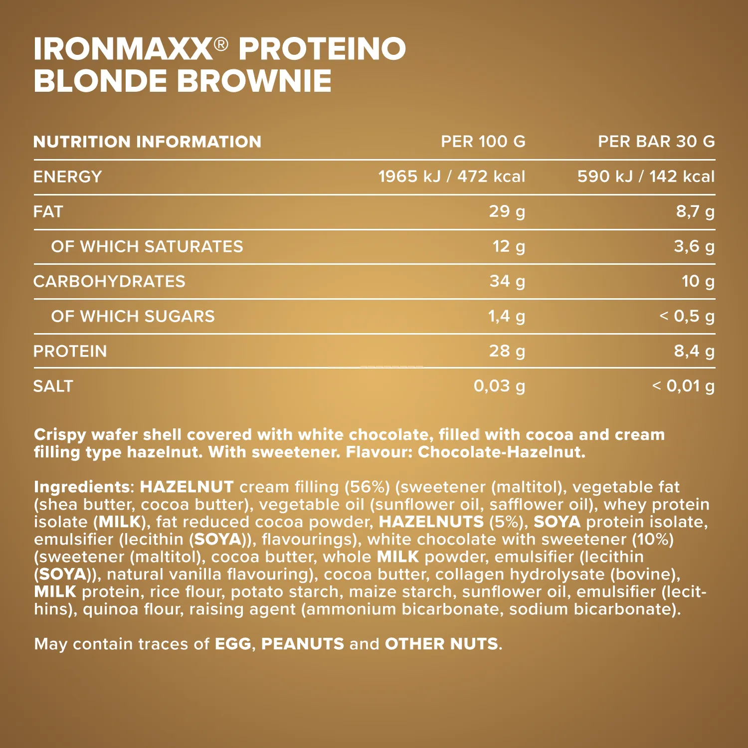 IronMaxx Proteino Proteinriegel 12x30g Blondie Brownie zuckerarm