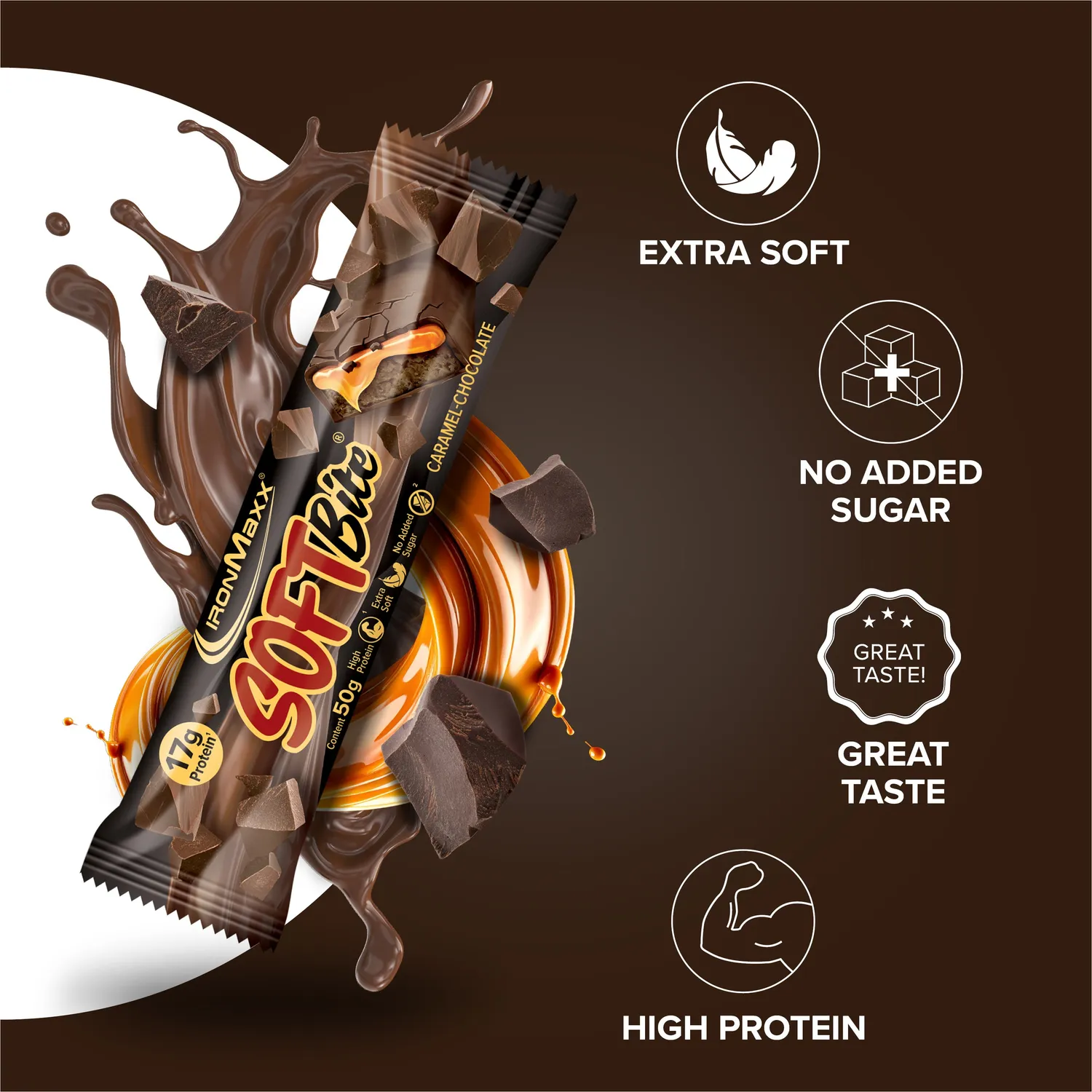 IronMaxx Softbite Proteinriegel 50g Caramel Chocolate