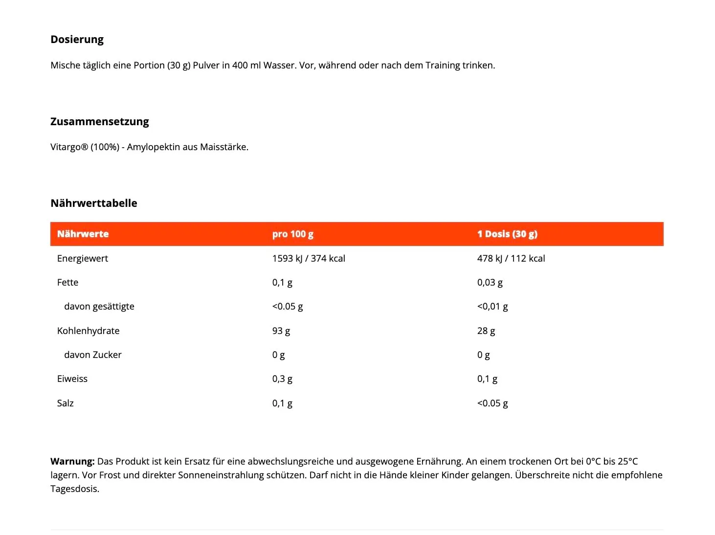 GymBeam Vitargo Energy Kohlenhydrate 1000 g zuckerfrei