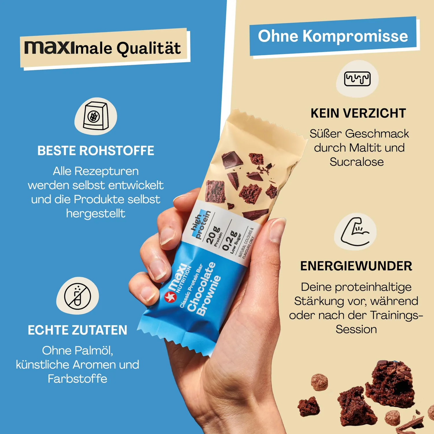 MaxiNutrition Classic Chocolate Brownie Proteinriegel 21x40g Low Sugar