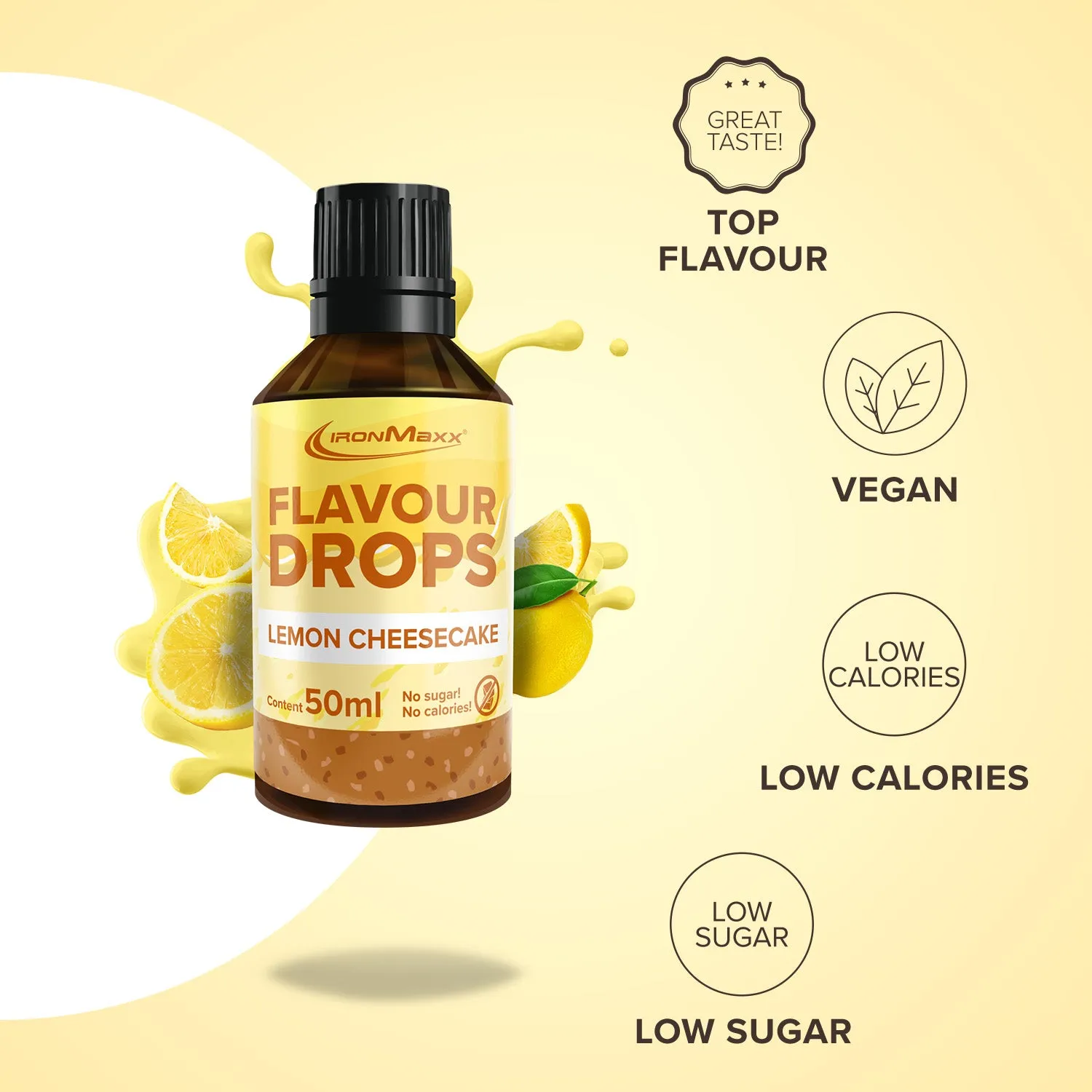 IronMaxx Flavour Drops Lemon-Cheesecake 50 ml vegan