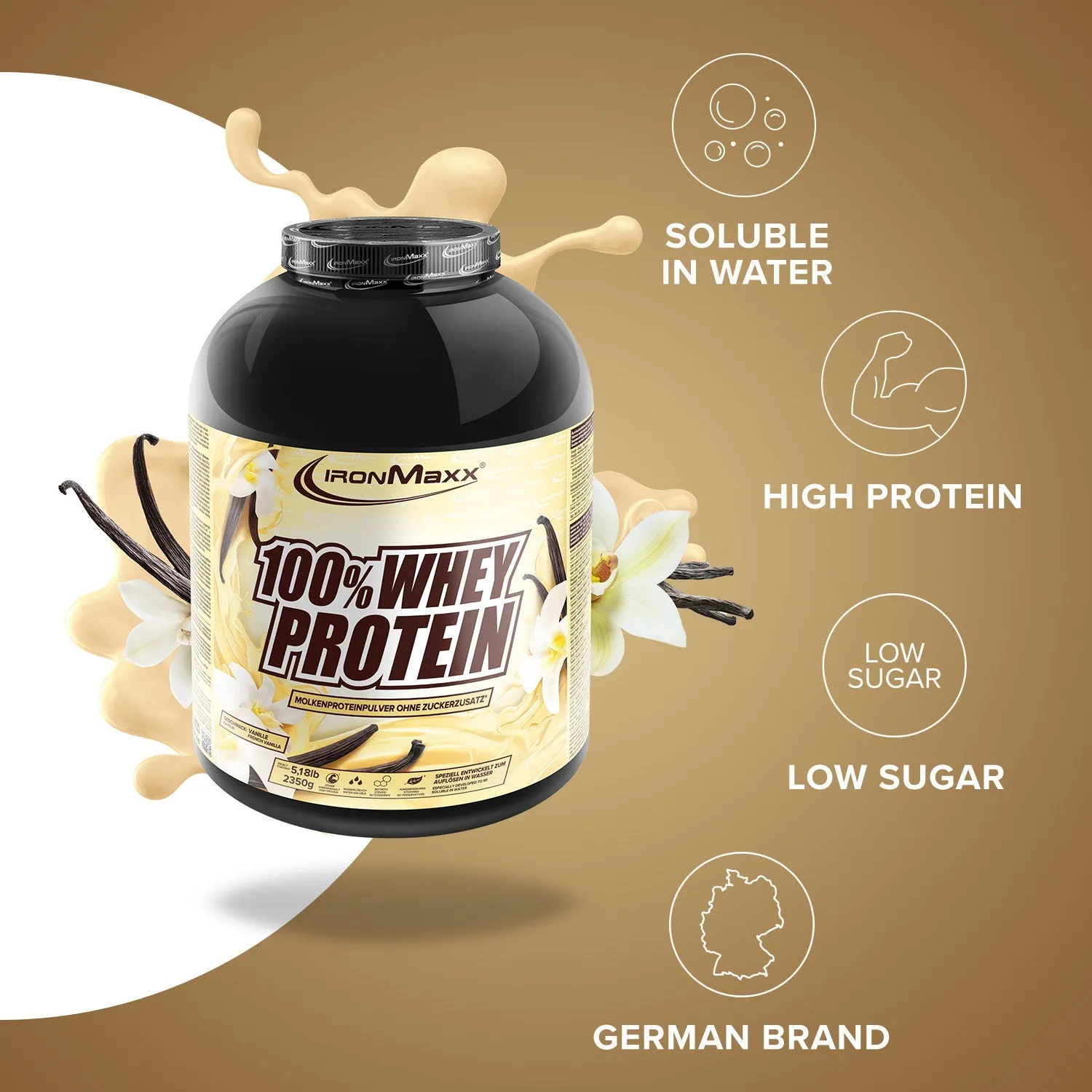 IronMaxx 100% Whey Protein Pulver 2350g French Vanilla