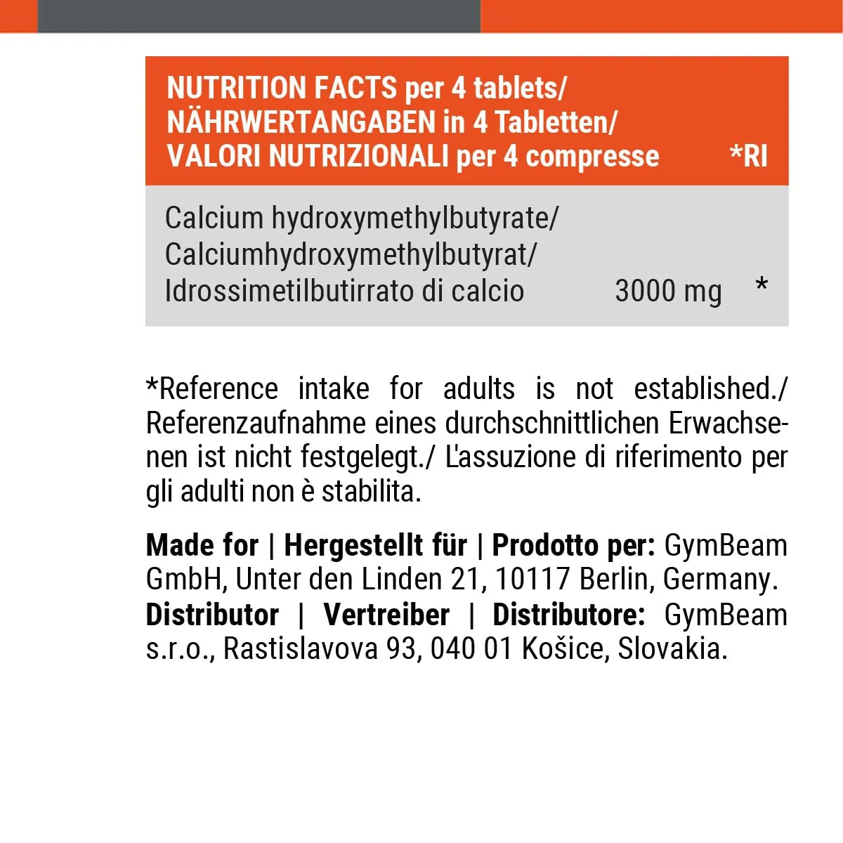 GymBeam HMB Tabletten 150 Tabs für Muskelaufbau