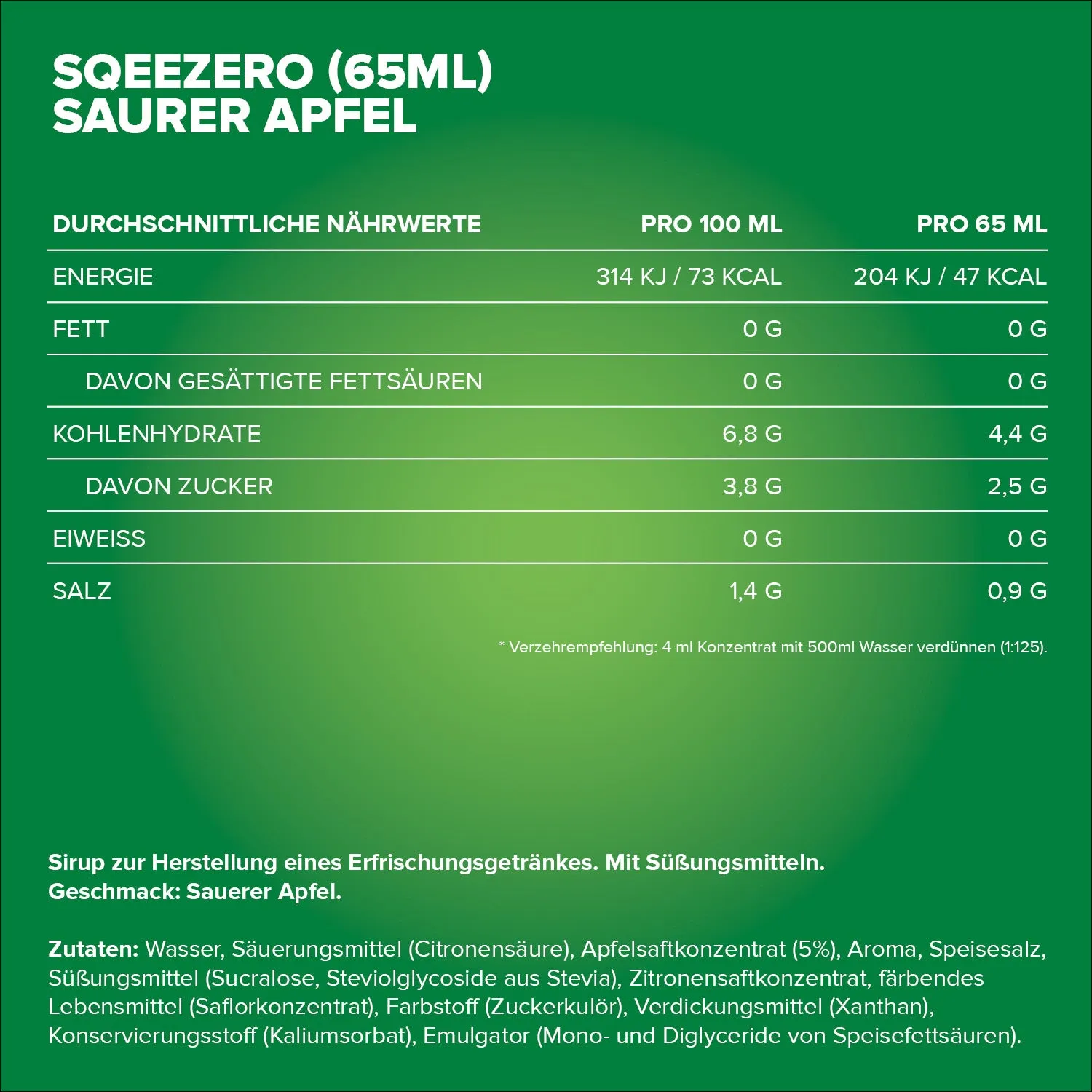 IronMaxx SqueeZero Sirup Sour Green Apple 65ml zuckerfrei