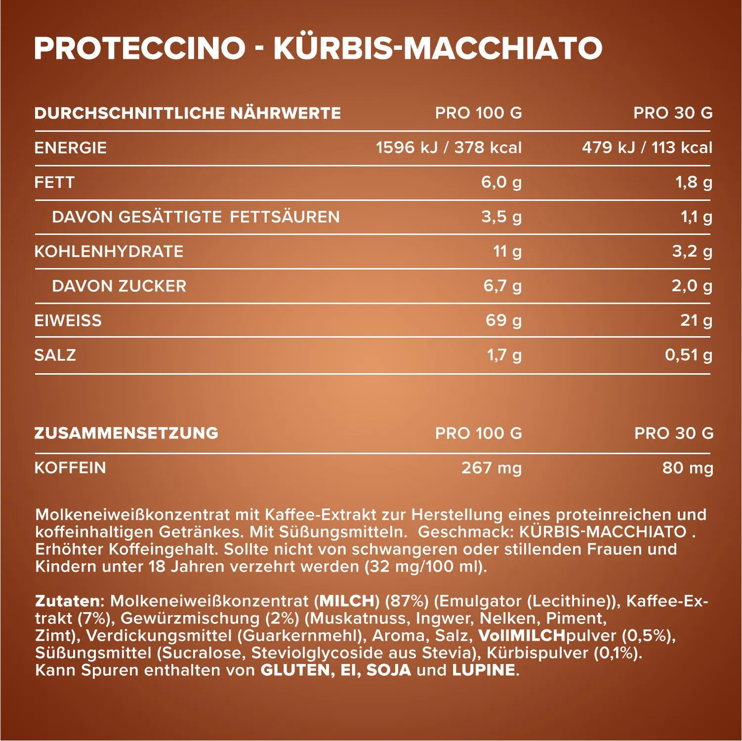 IronMaxx Proteccino Protein-Kaffee 500g Pumpkin Spice Macchiato