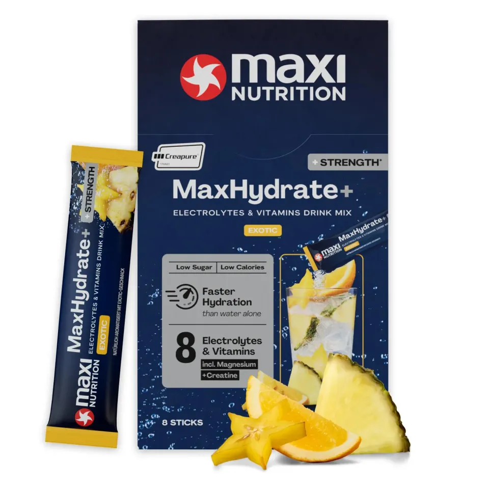 MaxiNutrition MaxHydrate+ Strength Elektrolytpulver Exotic 8 Sticks Kreatin