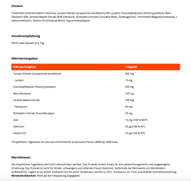 GymBeam Prostata Komplex Kapseln für Männer Vitamin D