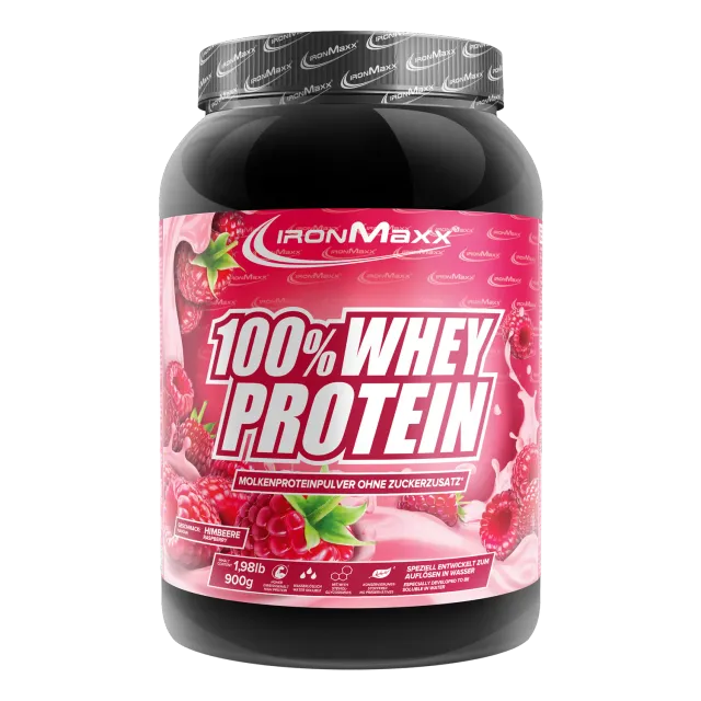 IronMaxx 100% Whey Protein Pulver 900g Himbeere Muskelaufbau