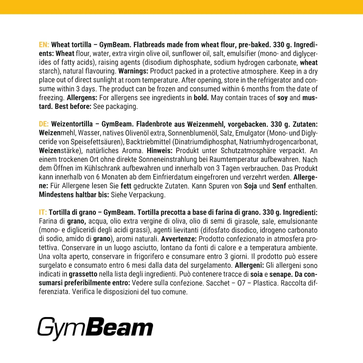GymBeam Tortilla Wraps 330g Weizen vegan