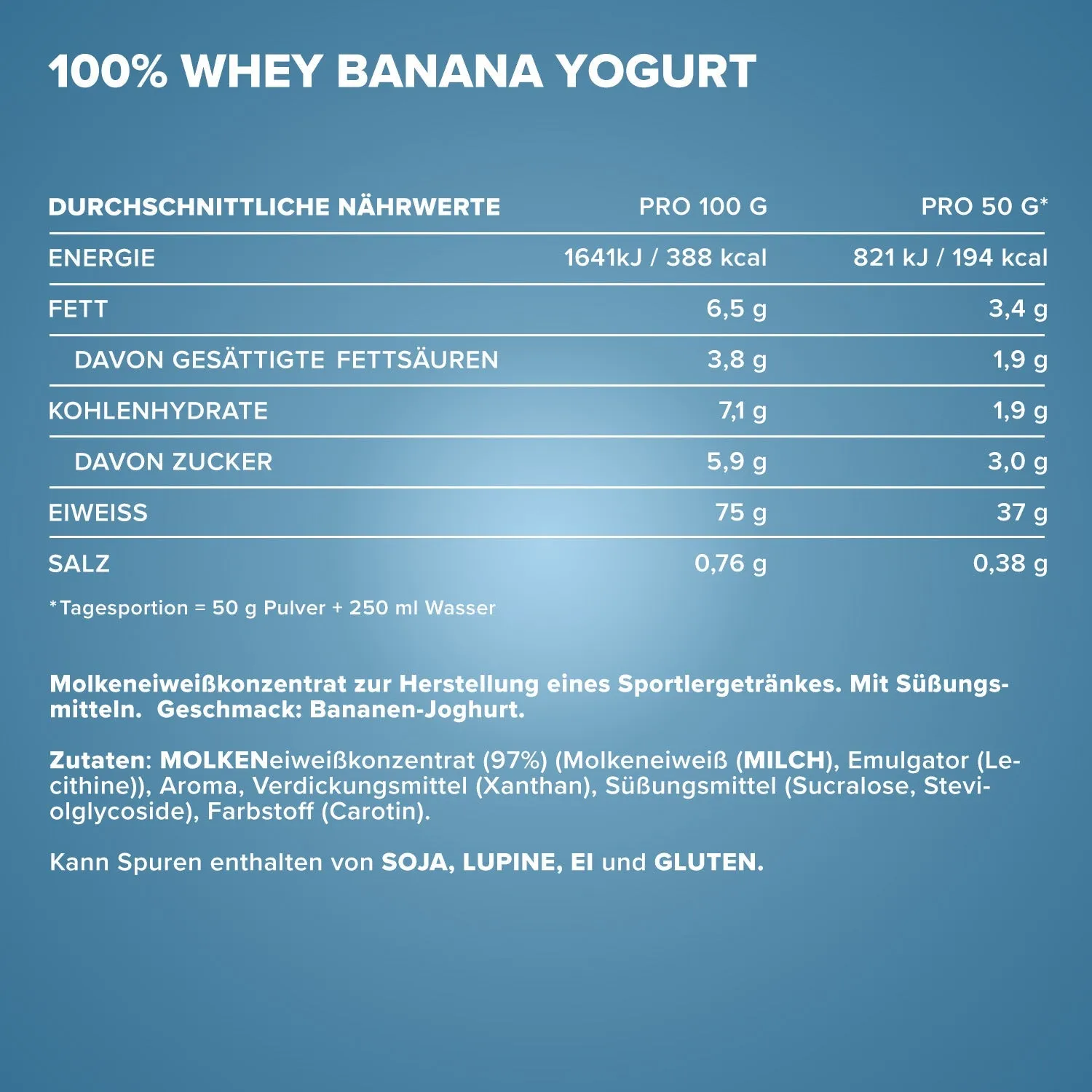 IronMaxx 100% Whey Protein Banane Yoghurt 500g zuckerfrei