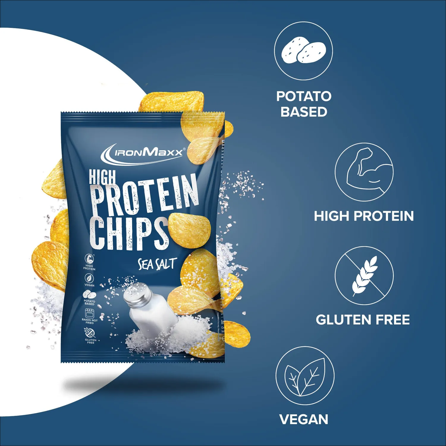 IronMaxx High Protein Potato Chips Sea Salt 60g vegan