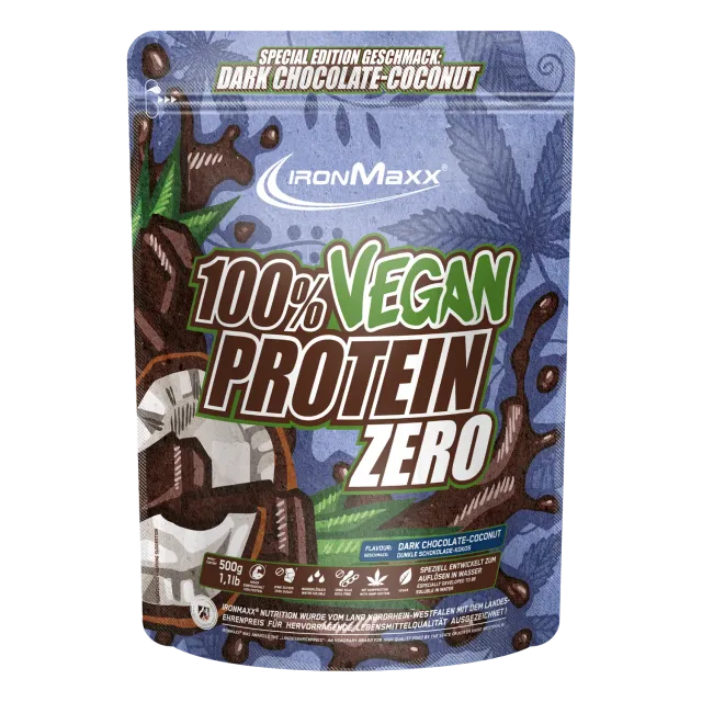 IronMaxx 100% Vegan Protein Zero Pulver Dark Chocolate Coconut 500g