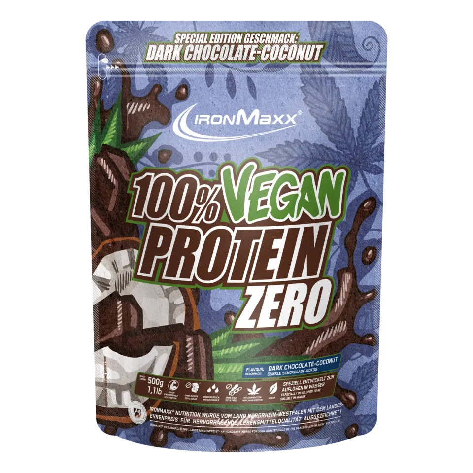 IronMaxx 100% Vegan Protein Zero Pulver Dark Chocolate Coconut 500g