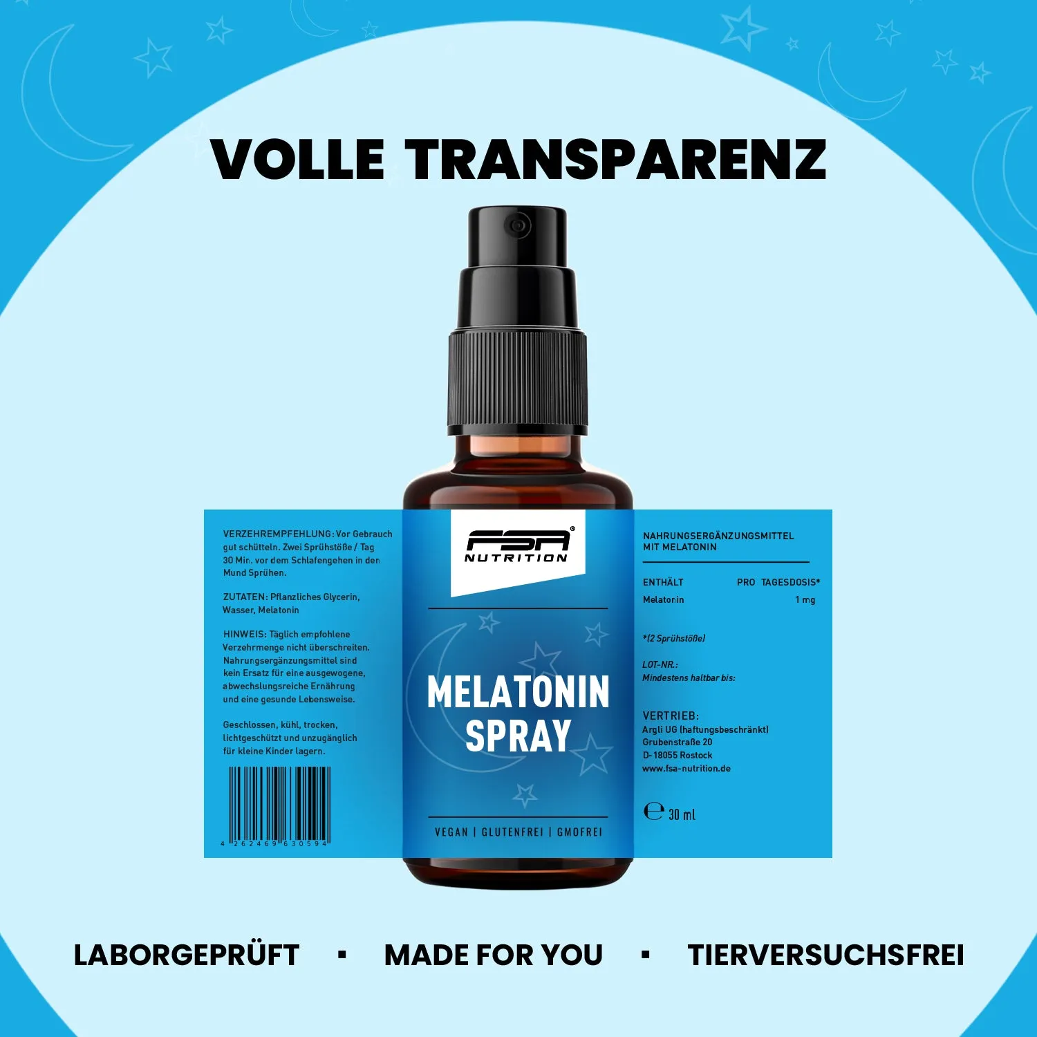 FSA Nutrition Melatonin Spray 1 mg für Schlaf