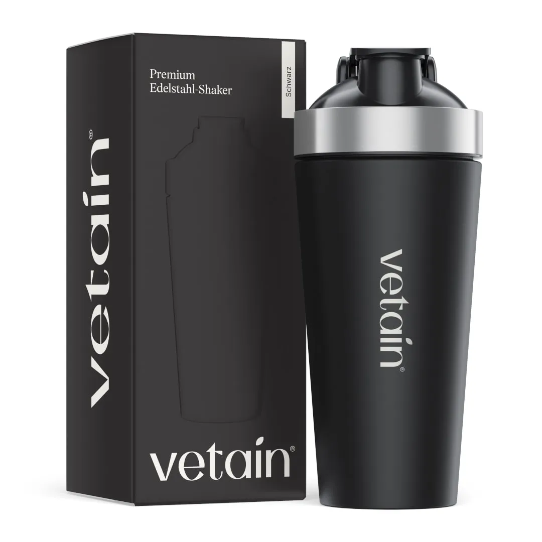 Vetain Edelstahl-Shaker 750ml Schwarz auslaufsicher