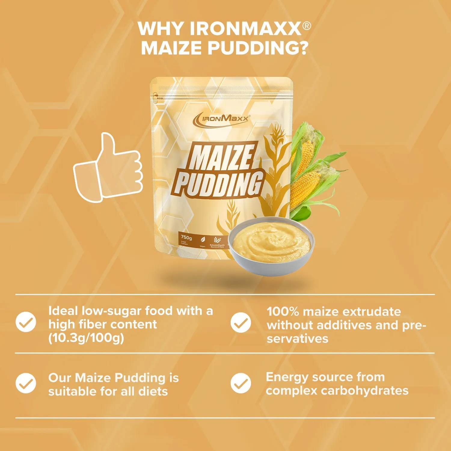 IronMaxx Maize Pudding Puddingpulver 750g vegan