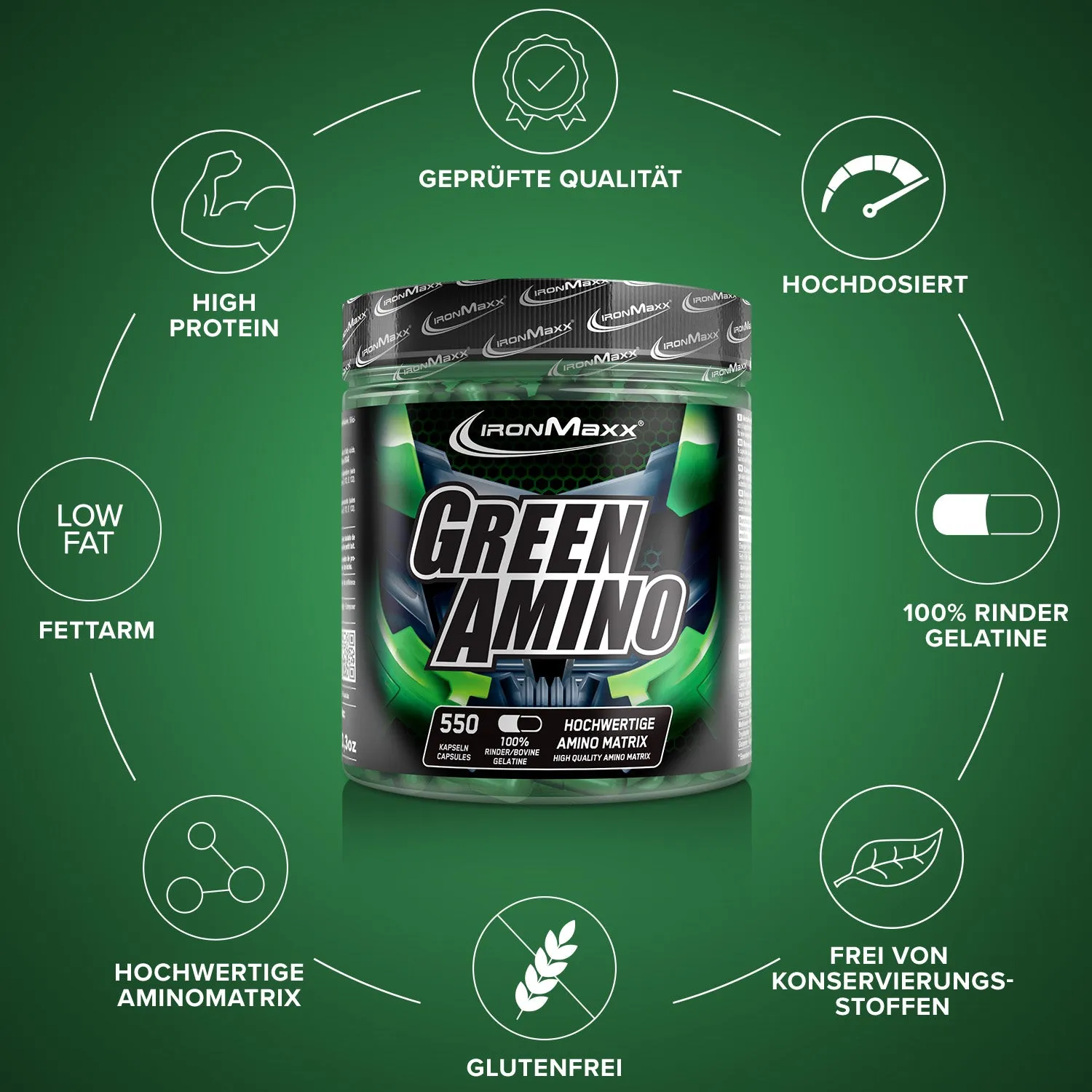 IronMaxx Green Amino Kapseln 550 Stück EAA