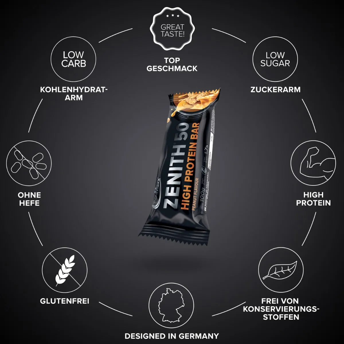 IronMaxx Zenith 50 Proteinriegel 12x100g Erdnuss