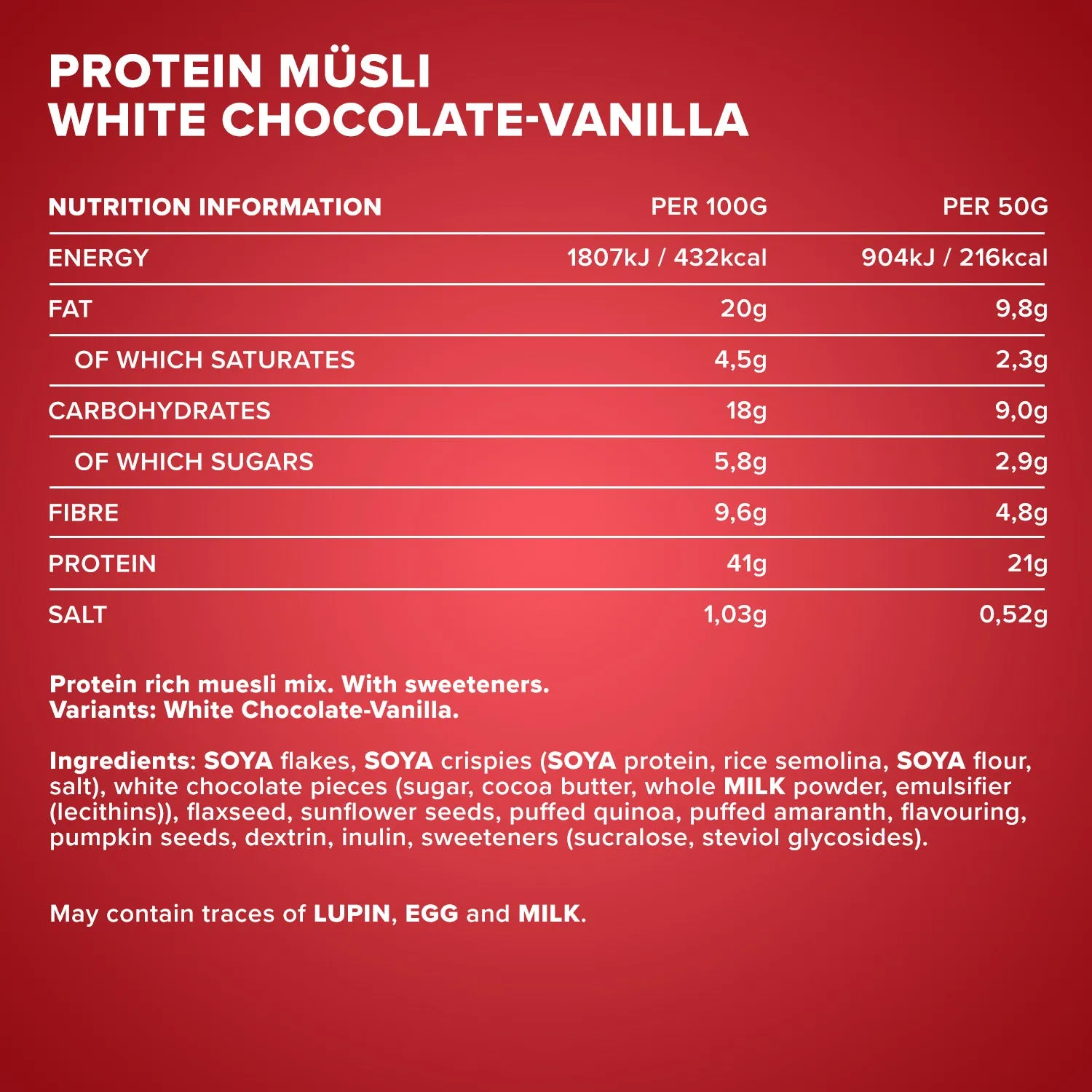 IronMaxx Protein Müsli White Chocolate Vanilla 550g vegan