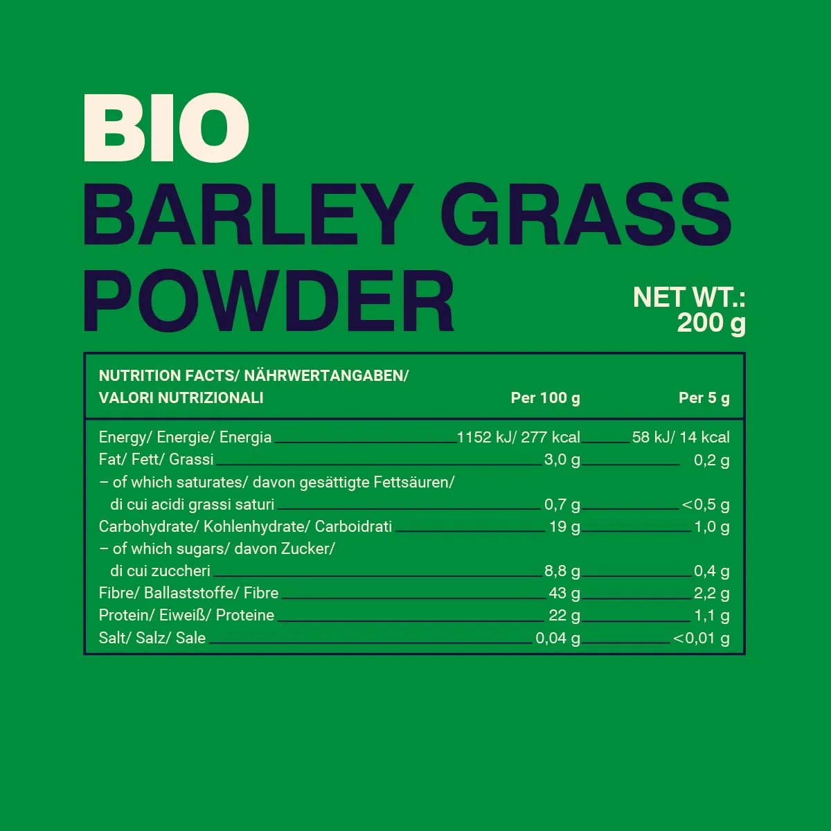 GymBeam BIO Gerstengras Pulver 200g für Smoothies