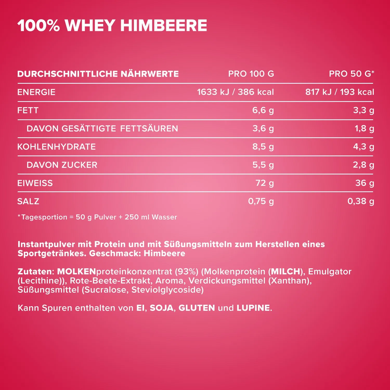 IronMaxx 100% Whey Protein Pulver 900g Himbeere Muskelaufbau