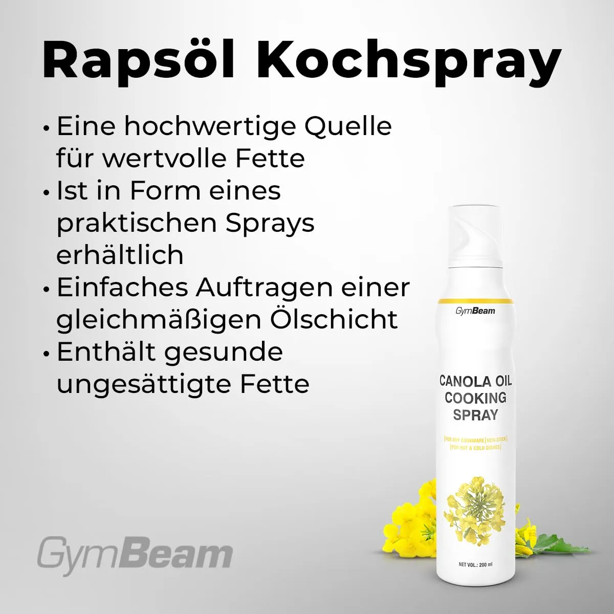 GymBeam Rapsöl-Spray Kochöl 200 ml ungesättigt