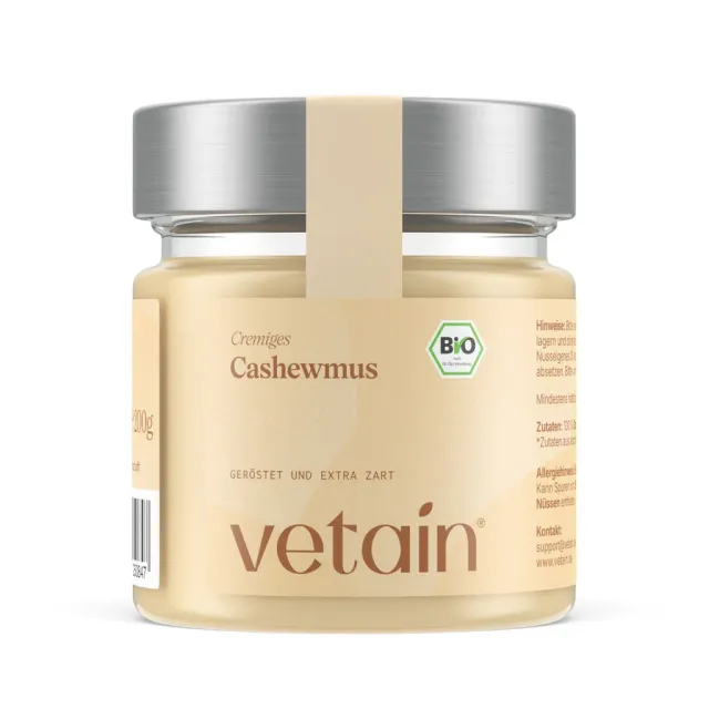 VETAIN Bio Cashewmus Glas 200g cremig ohne Zusätze