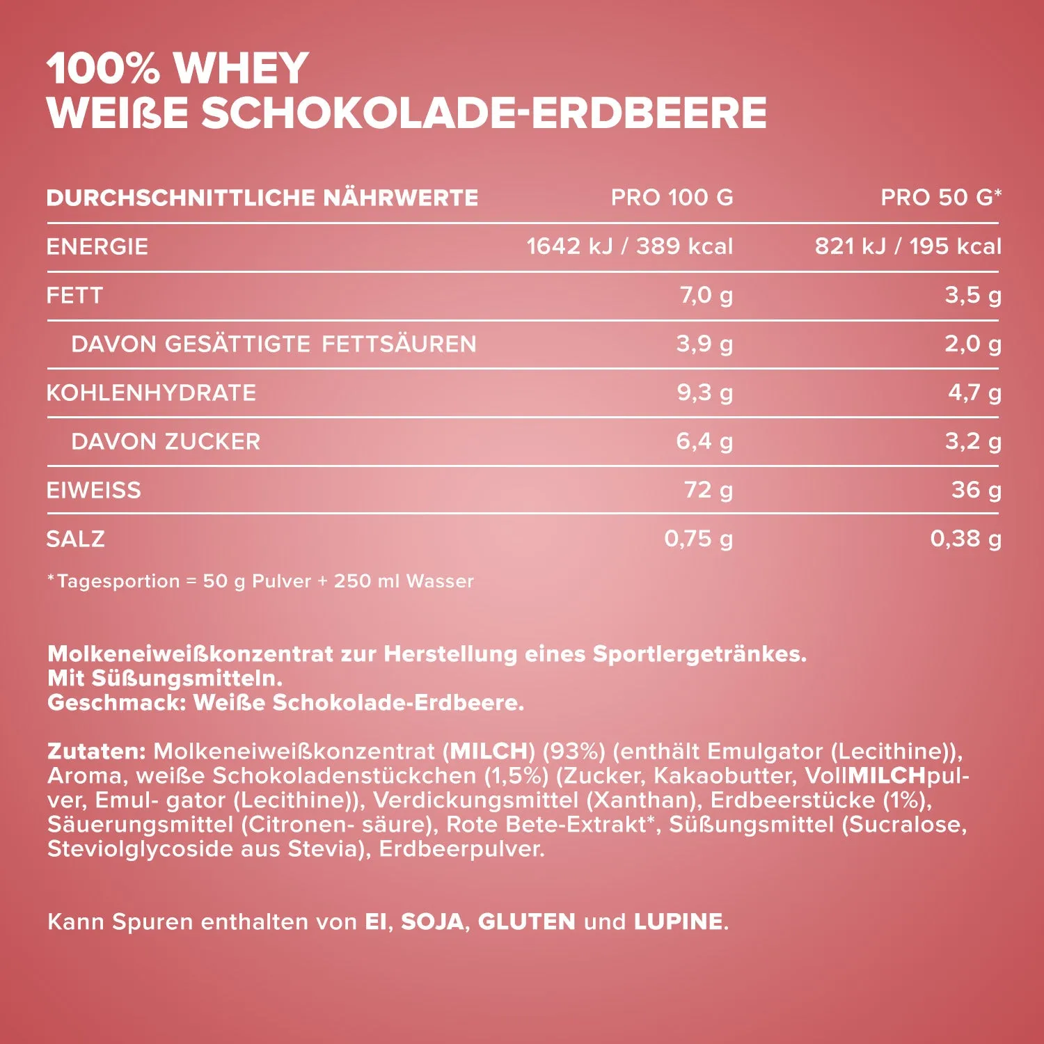 IronMaxx 100% Whey Protein 500g Weiße Schoko-Erdbeere