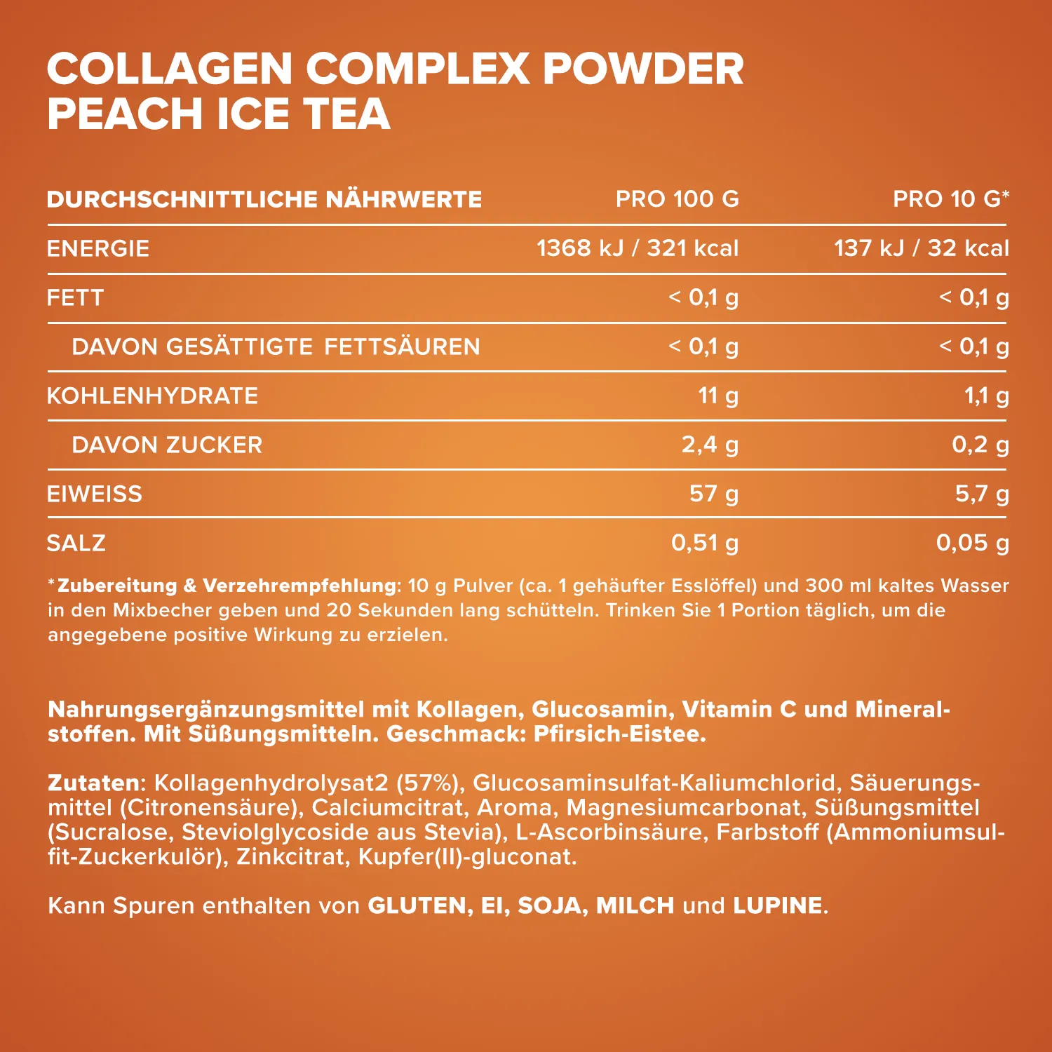 IronMaxx Collagen Complex Powder 300g Peach Ice Tea