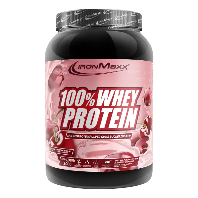IronMaxx 100% Whey Protein Pulver Kirsche Yoghurt 900g zuckerfrei
