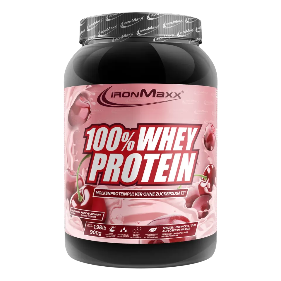 IronMaxx 100% Whey Protein Pulver Kirsche Yoghurt 900g zuckerfrei