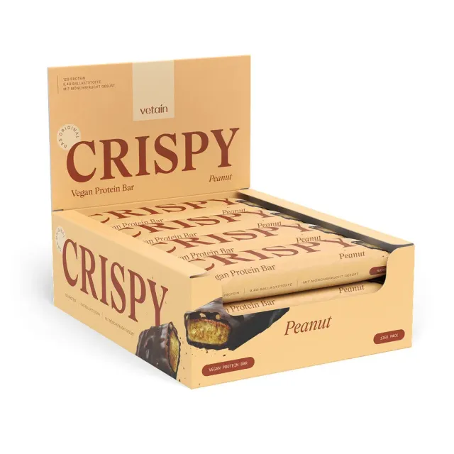 Vetain Crispy Peanut Proteinriegel 12er Pack vegan