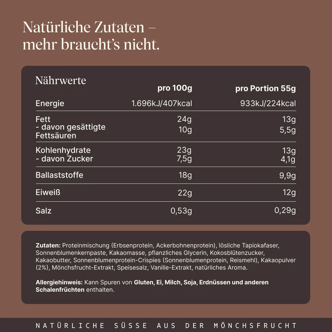 Vetain Crispy Proteinriegel Brownie Fudge 12er Pack vegan