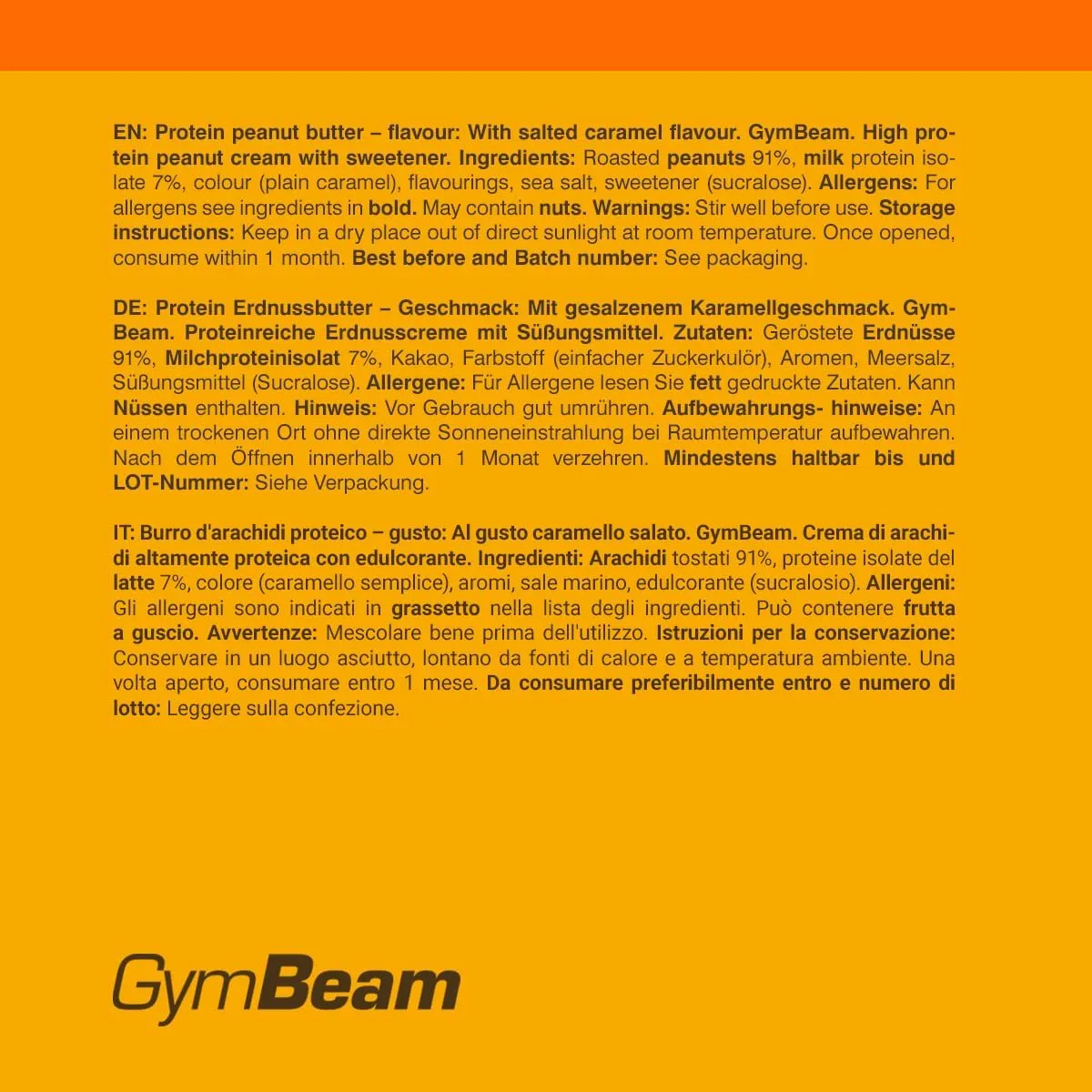 GymBeam Protein-Erdnussbutter 900 g Schokolade zuckerfrei