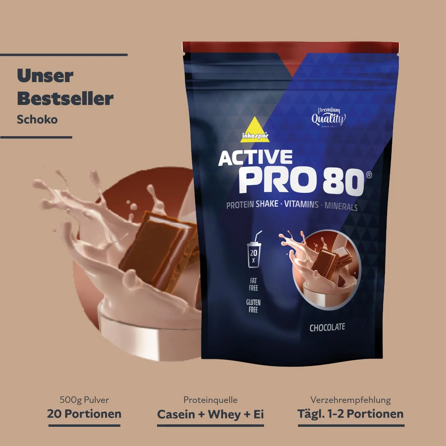 Inkospor Active Pro 80 Proteinshake 500g Schokolade