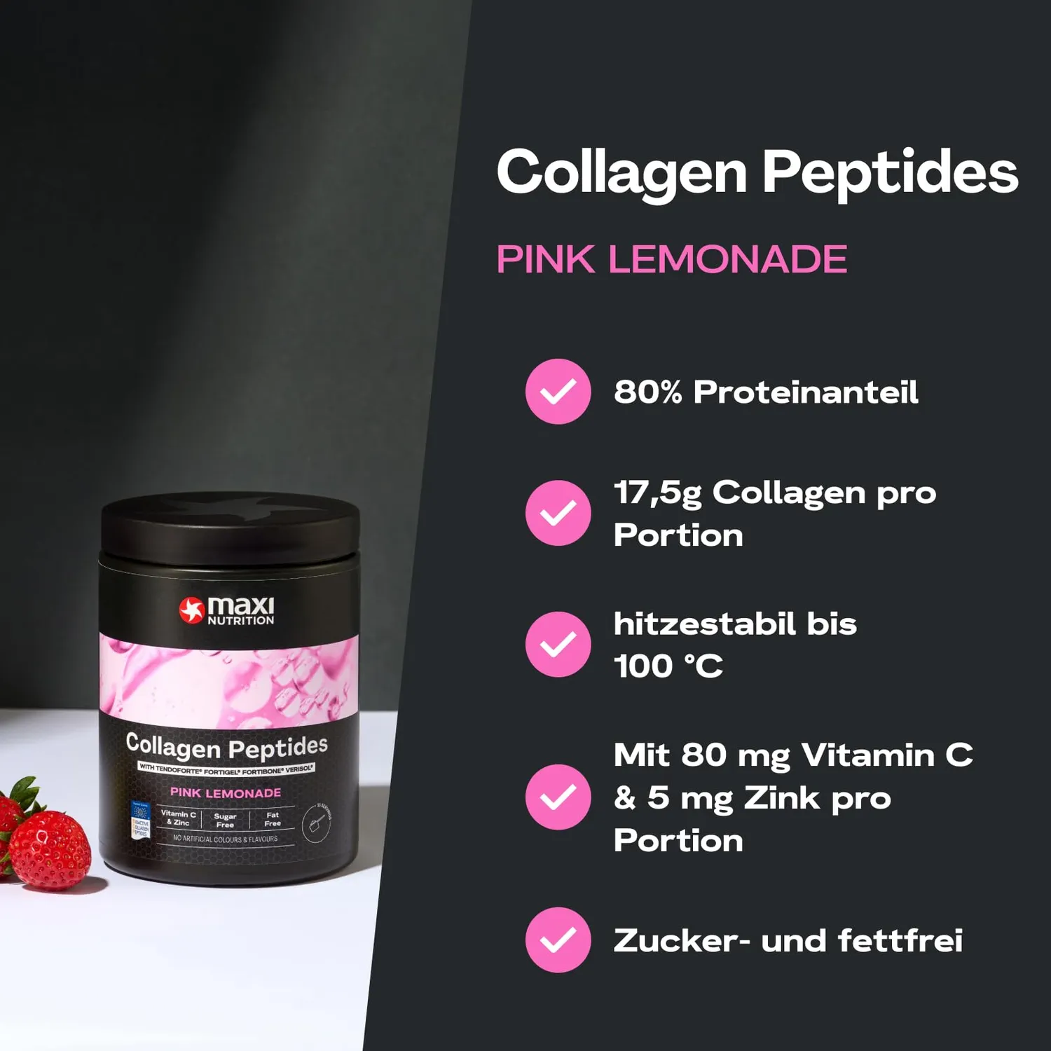 MaxiNutrition Collagen Peptides Kollagen Limonade 300g Pink