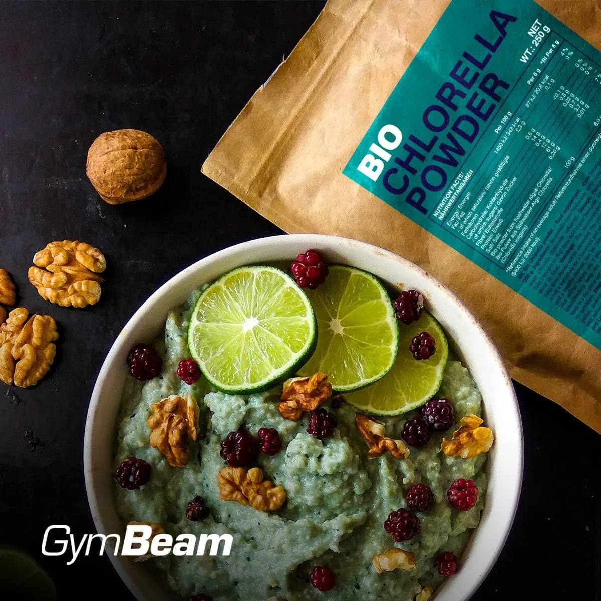 GymBeam Chlorella Pulver 250 g Bio vegan eisenreich