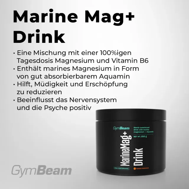 GymBeam Marine Mag+ Drink Magnesium Pulver 250 g mit Stevia