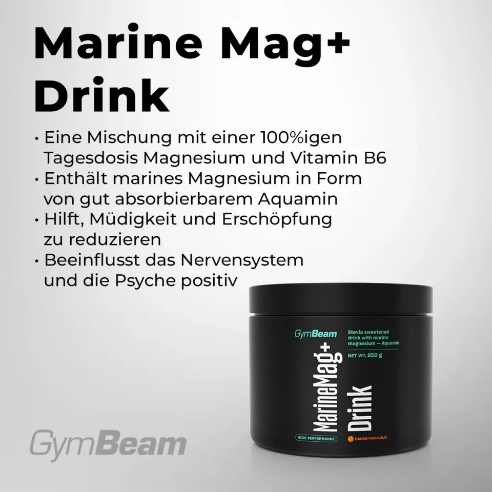 GymBeam Marine Mag+ Drink Magnesium Pulver 250 g mit Stevia