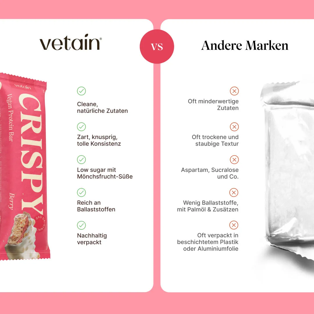 VETAIN Crispy Proteinriegel Berry 12er Pack vegan